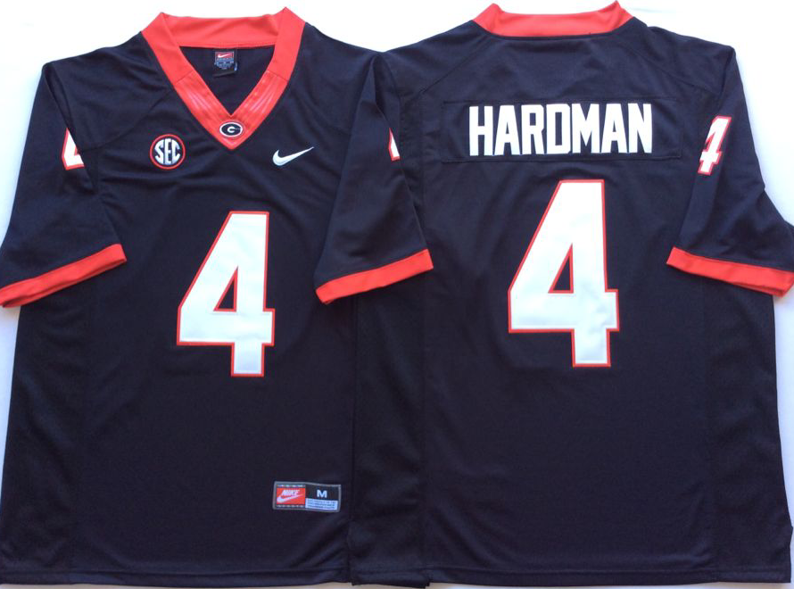 NCAA Men Georgia Bulldogs Black #4 HARDMAN->ncaa teams->NCAA Jersey